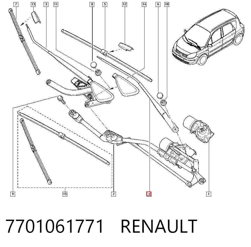Ramię wycieraczki szyby przedniej Renault Scenic II minivan (JM0, JM1) (2003 - 2009) cena, od 86,98 USD