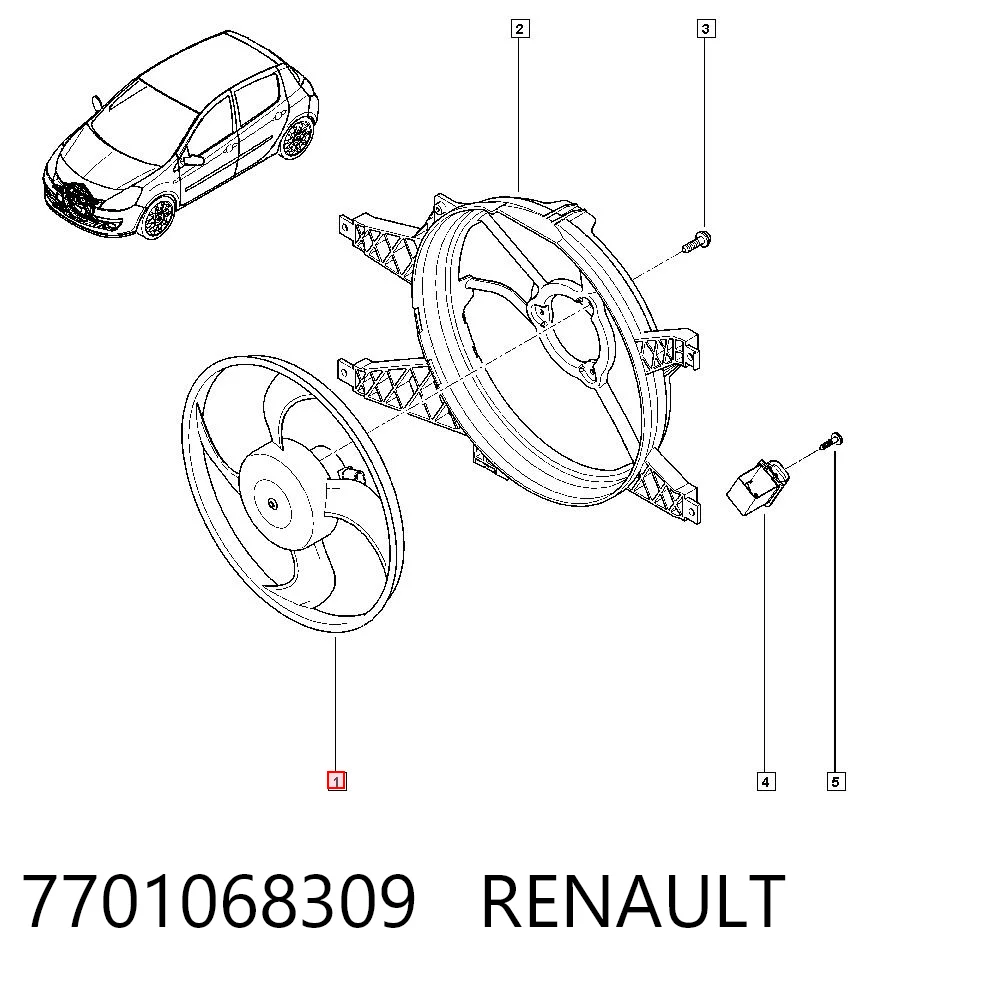 Wentylator elektryczny układu chłodzenia kompletny (silnik+wirnik) Renault Clio III GRANDTOUR kombi (KR01) (2008 - 2026) cena, od 75,27 USD