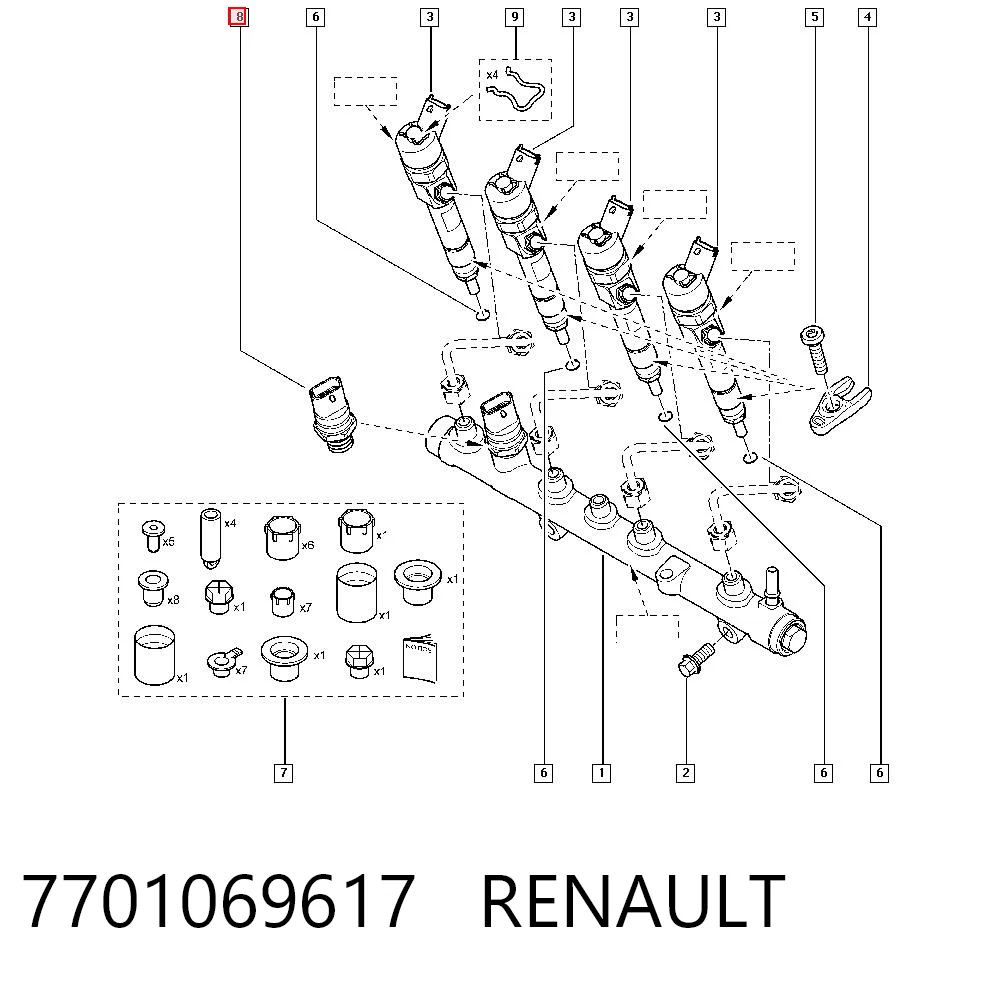 7701069617 Renault (RVI) Czujnik ciśnienia paliwa