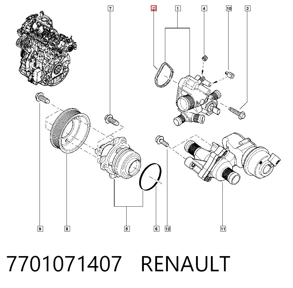 Do koszyka Uszczelka termostatu Renault Scenic GRAND III JZ0, JZ1