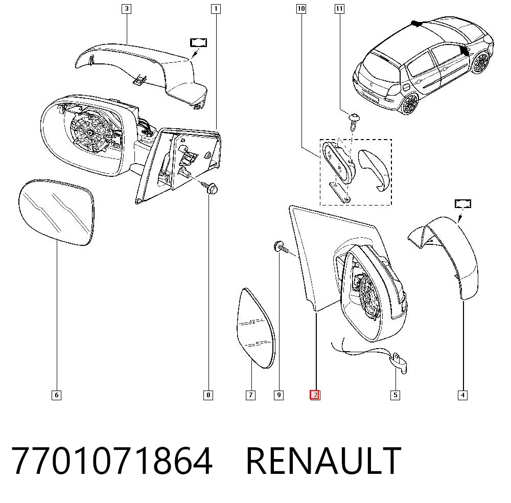 Do koszyka Lusterko wsteczne prawe Renault Clio III BR01, CR01