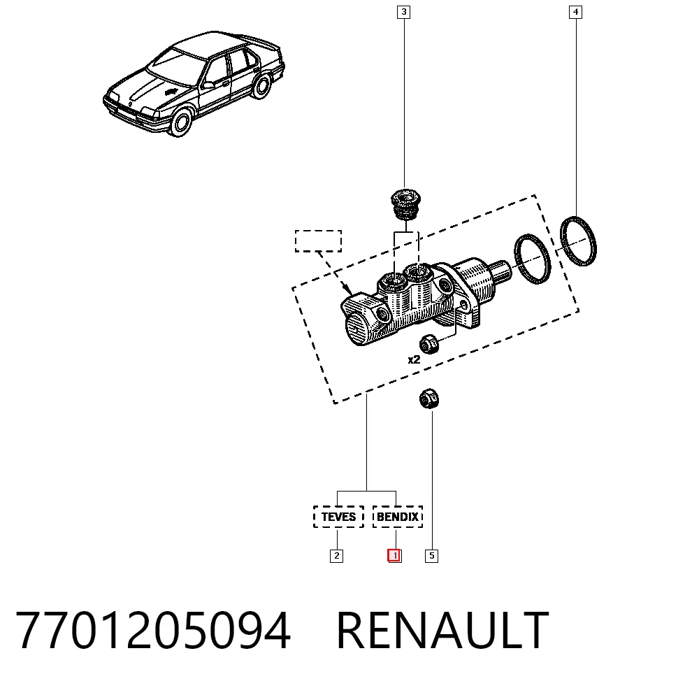 Do koszyka Główny cylinder hamulców Renault 11 5 dr BC37