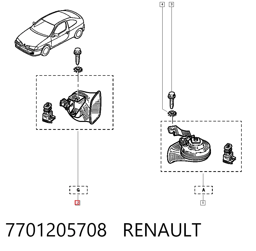 Sygnał dźwiękowy (klakson) do Renault Scenic JA0, JA1, FA0