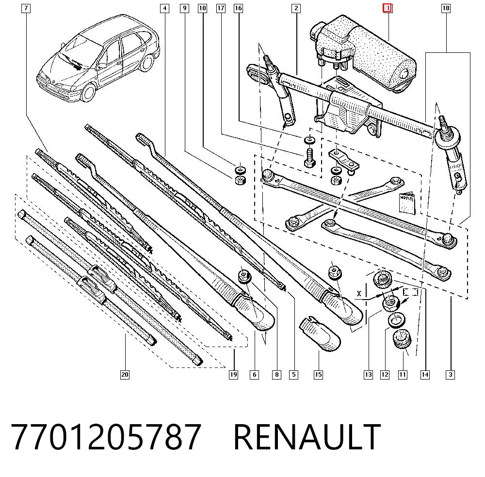 Silniczek wycieraczki szyby przedniej Renault Scenic I minivan (JA0, JA1, FA0) (1999 - 2003) cena, od 56,28 USD