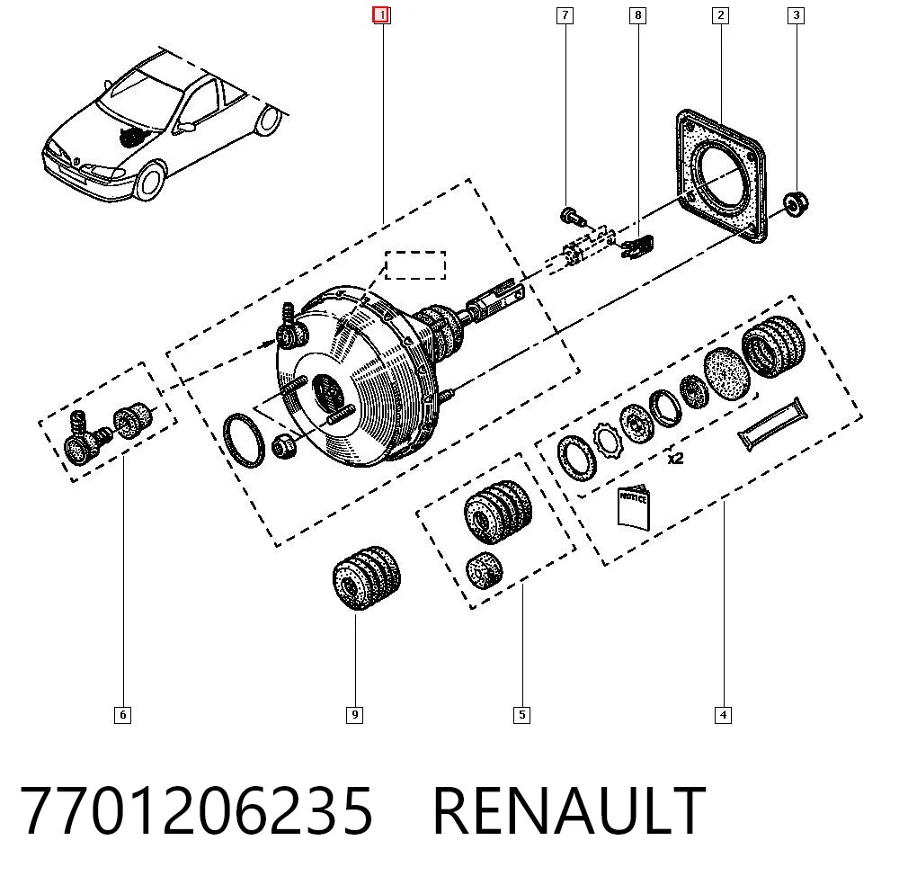 Wzmacniacz próżniowy hamulców do Renault Megane I LA0, LA1