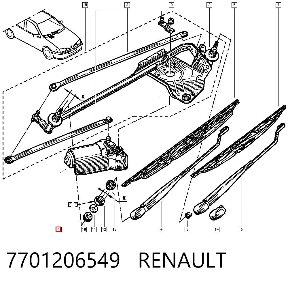  Silniczek wycieraczki szyby przedniej Renault Megane 1