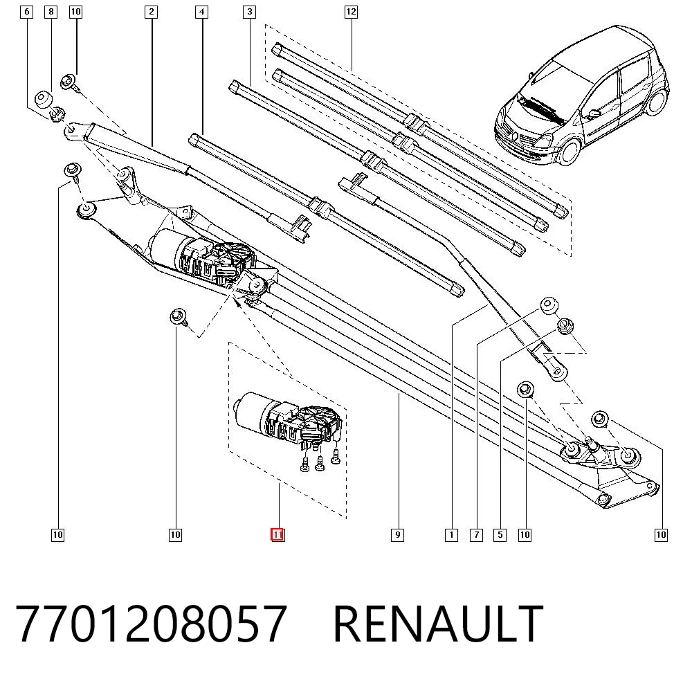 Silniczek wycieraczki szyby przedniej do Renault Modus  JP0