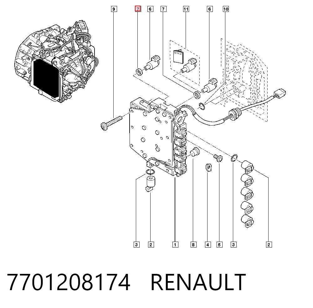 7701208174 Renault (RVI) Solenoid automatycznej skrzyni biegów