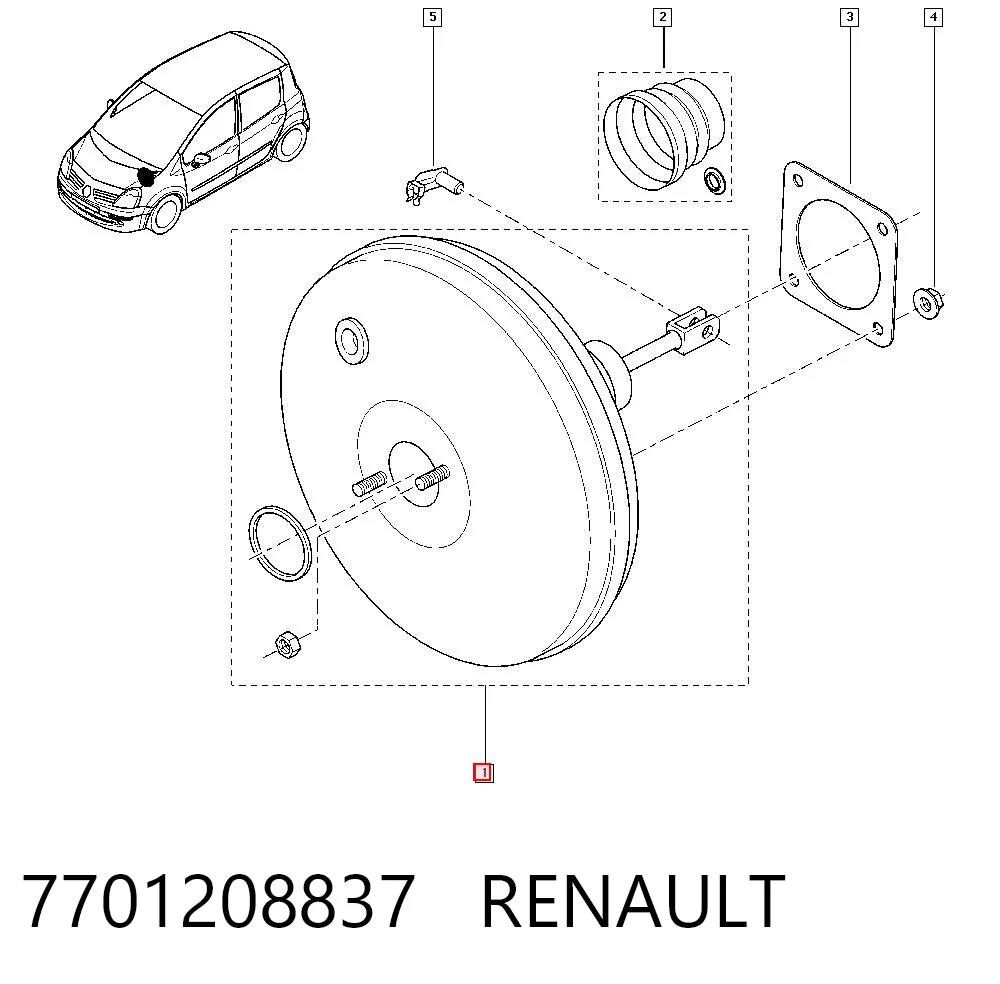 Wzmacniacz próżniowy hamulców do Renault Modus  JP0