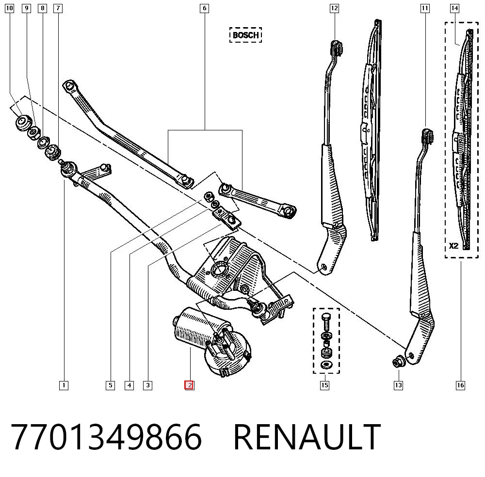 Silniczek wycieraczki szyby przedniej Renault 19 I hatchback (B53, C53) (1988 - 1992) cena, od 56,61 USD