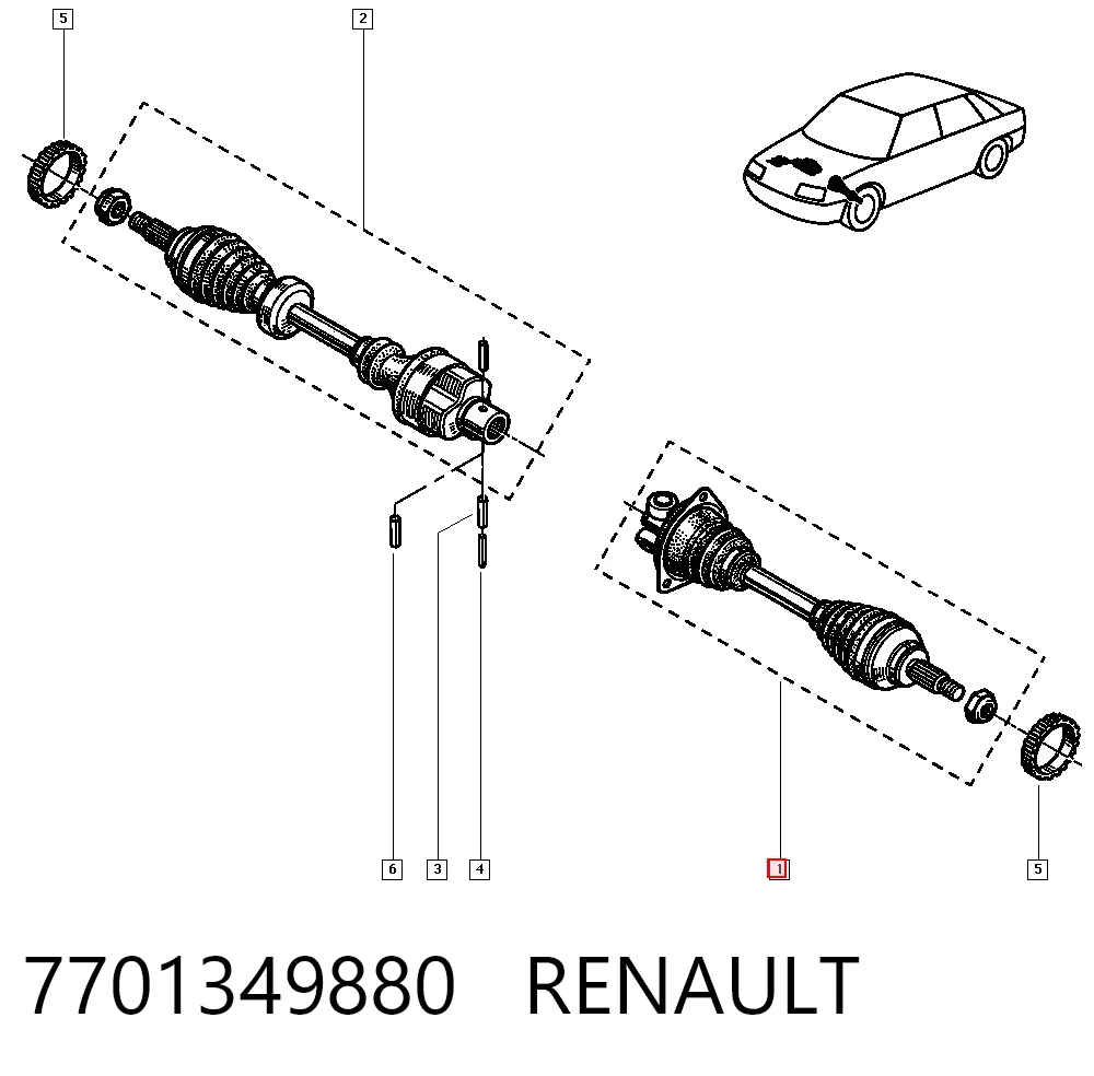 Półoś napędowa przednia lewa Renault 19 II