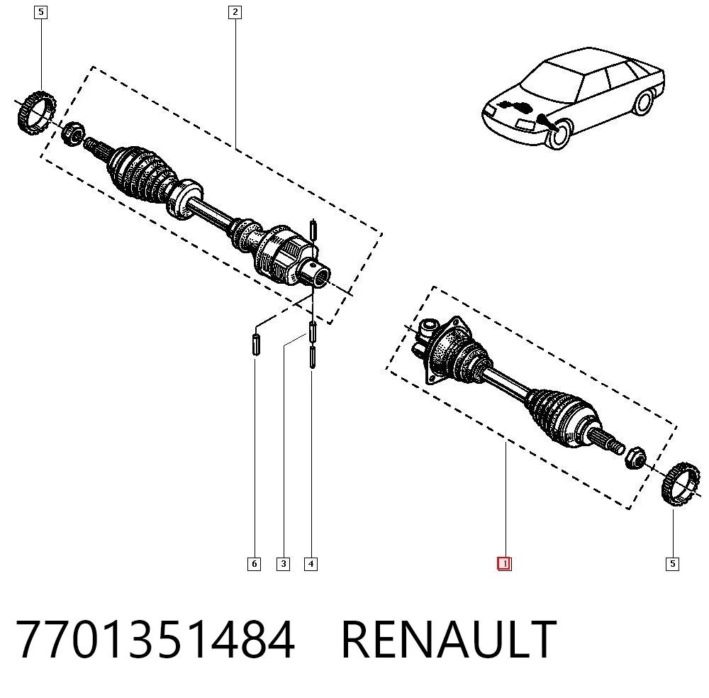 Półoś napędowa przednia lewa Renault 19 I hatchback (B53, C53) (1988 - 1992) cena, od 95,80 USD