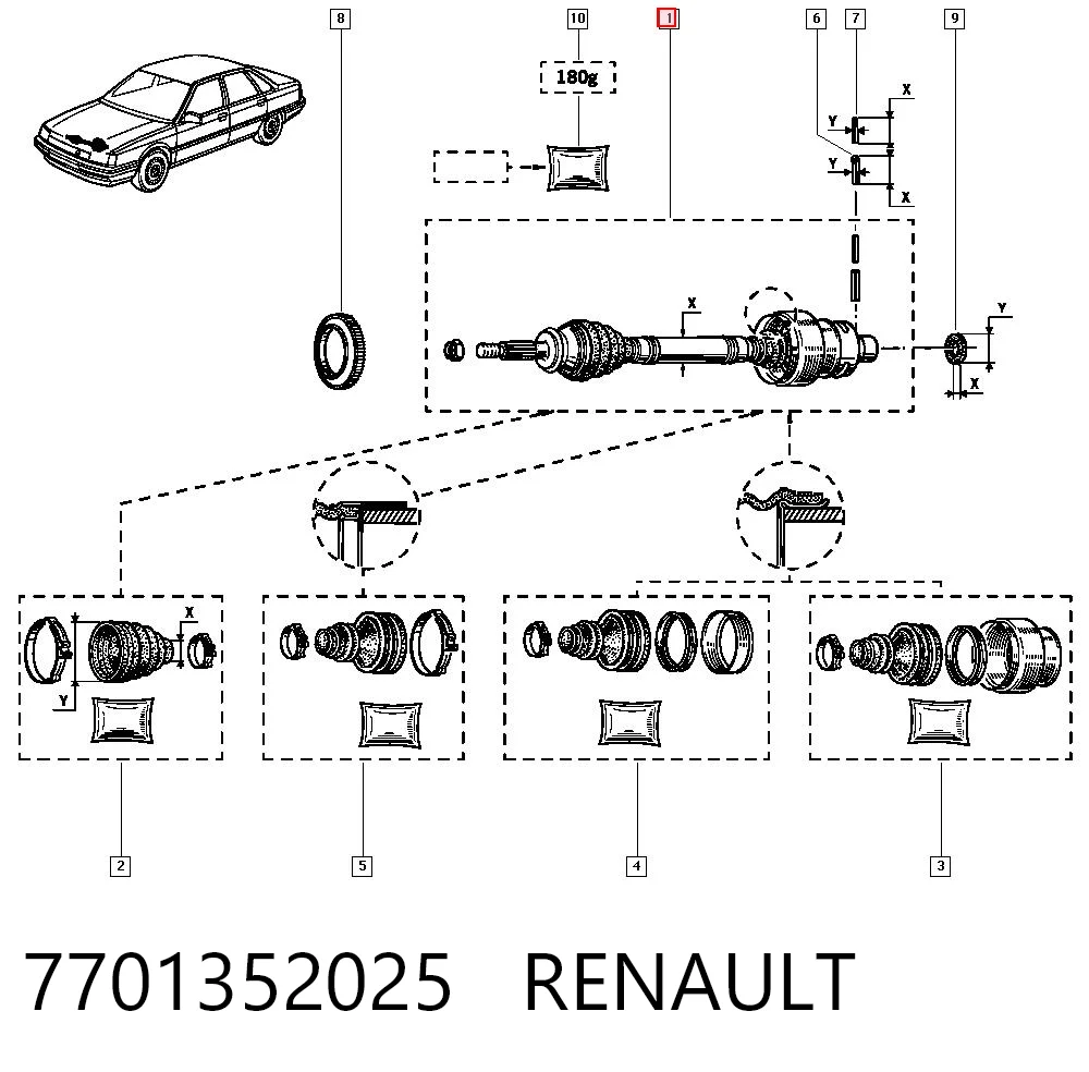 Półoś napędowa przednia do Renault 21  L48