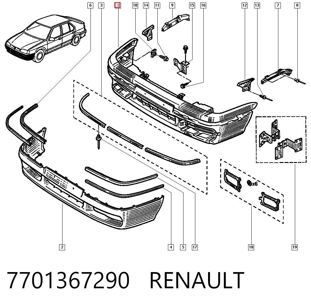 Zderzak przedni do Renault 19 II B53, C53