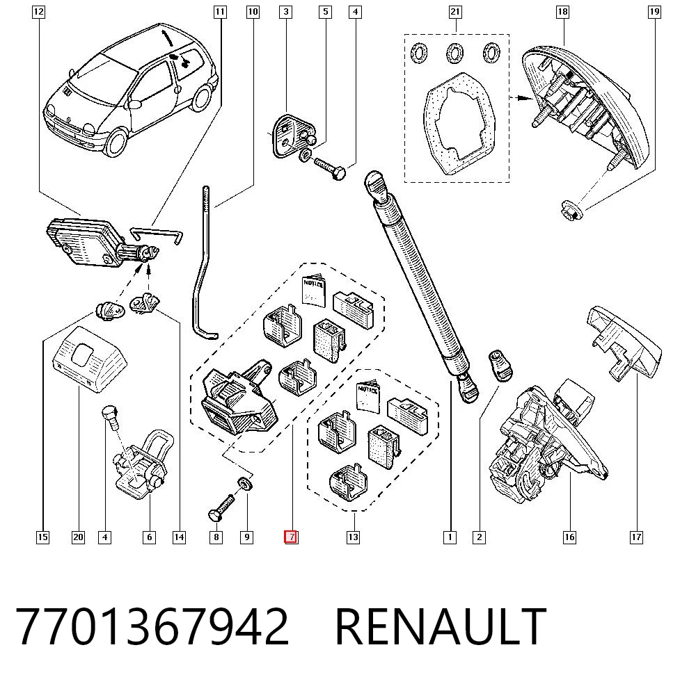 Zamek klapy bagażnika (3/5 drzwi tylnych) do Renault 19 II B53, C53