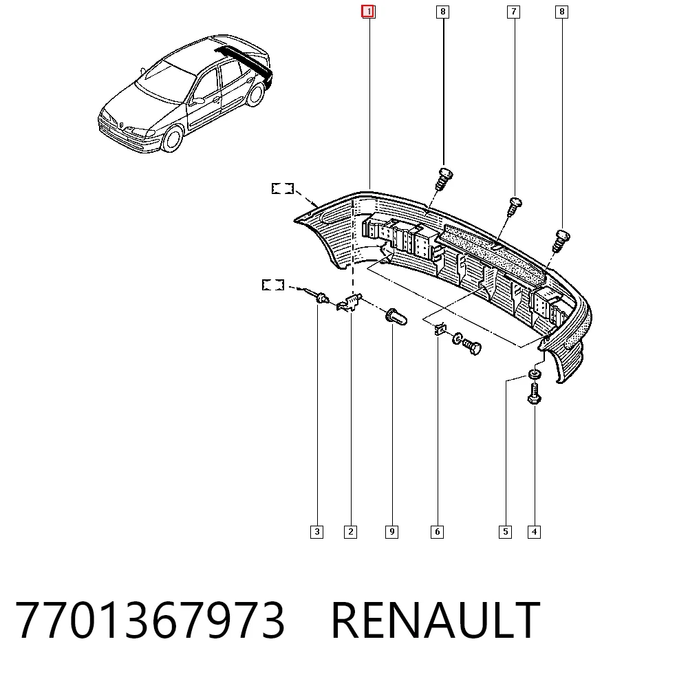Zderzak tylny do Renault Megane I EA0, EA1