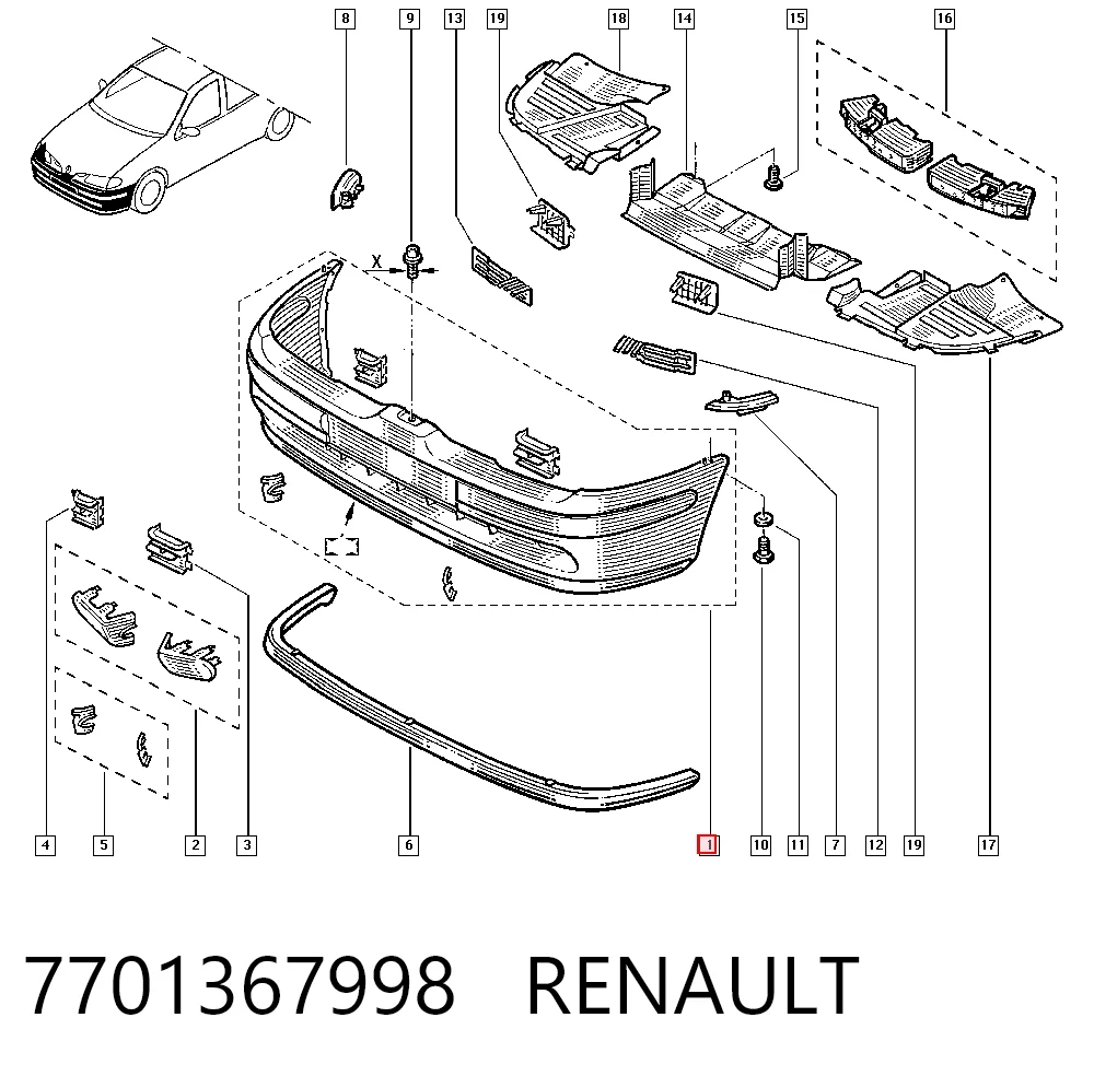 Zderzak przedni Renault Megane I kabriolet (EA0, EA1) (1996 - 2003) cena, od 151,74 USD