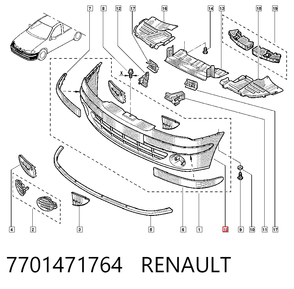 Do koszyka Zderzak przedni Renault Megane I LA0, LA1