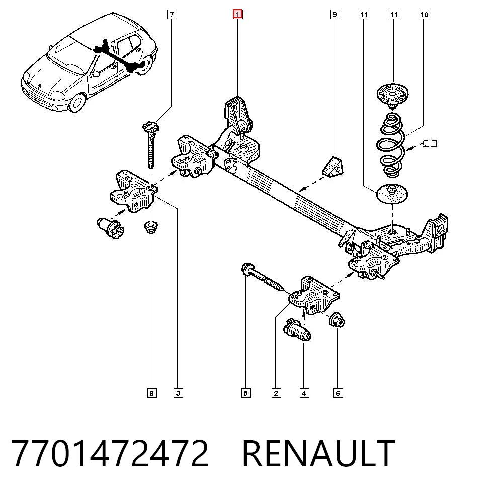 Korpus osi tylnej Renault Clio SYMBOL sedana (LB0, LB1, LB2) (1998 - 2008) cena, od 251,83 USD