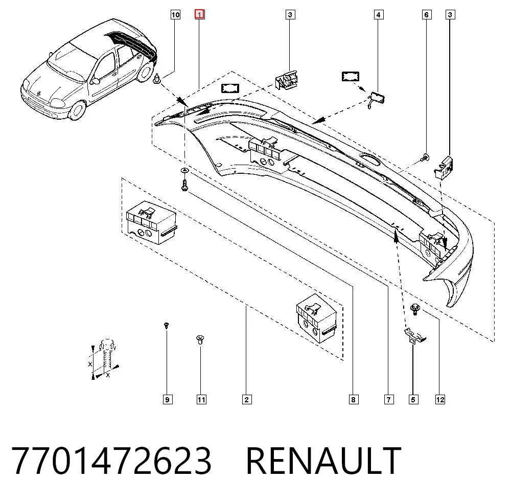 Kupić Zderzak tylny Renault Clio  LB0, LB1, LB2 w dobrej cenie
