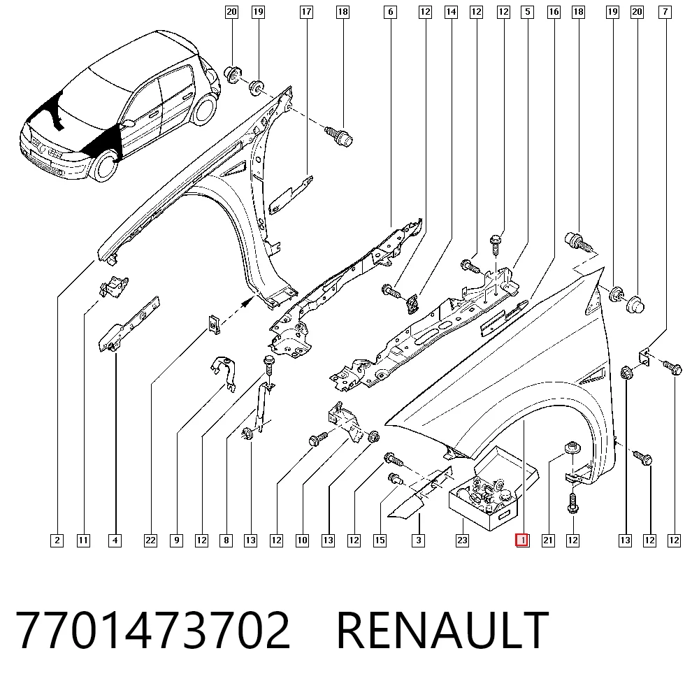 Błotnik przedni lewy Renault Megane II sedana (LM0, LM1) (2003 - 2012) cena, od 90,36 USD