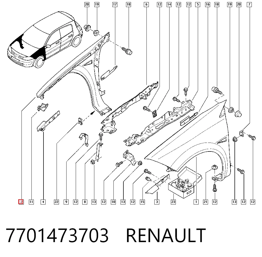 Błotnik przedni prawy do Renault Megane II LM0, LM1