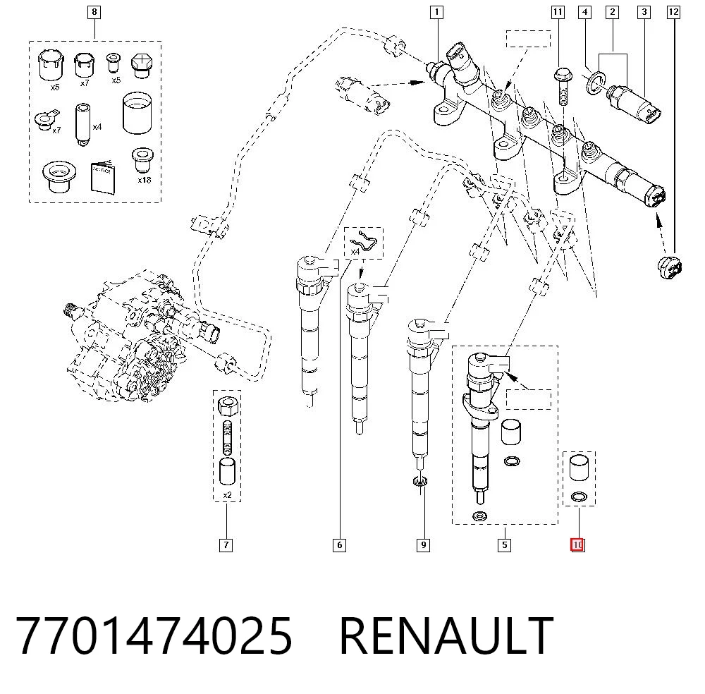  Zestaw naprawczy wtryskiwacza Renault Laguna 2