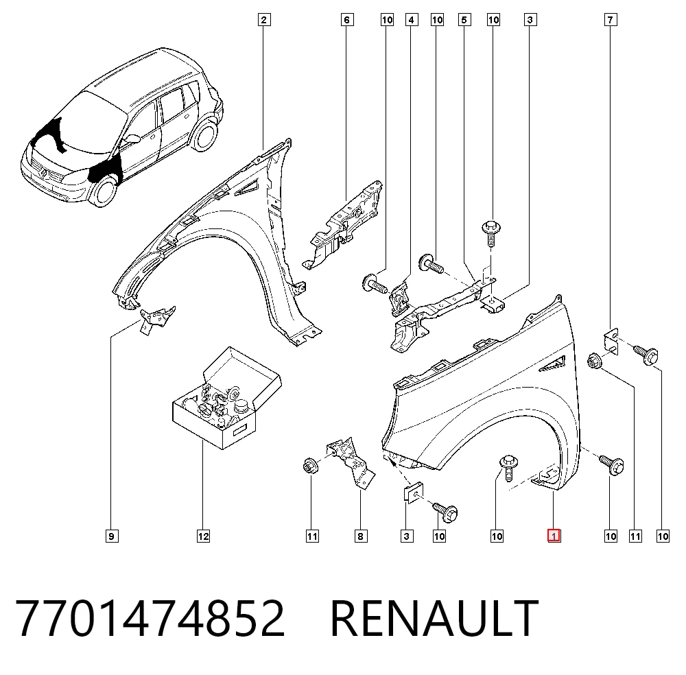 Błotnik przedni lewy Renault Scenic II minivan (JM0, JM1) (2003 - 2009) cena, od 112,53 USD