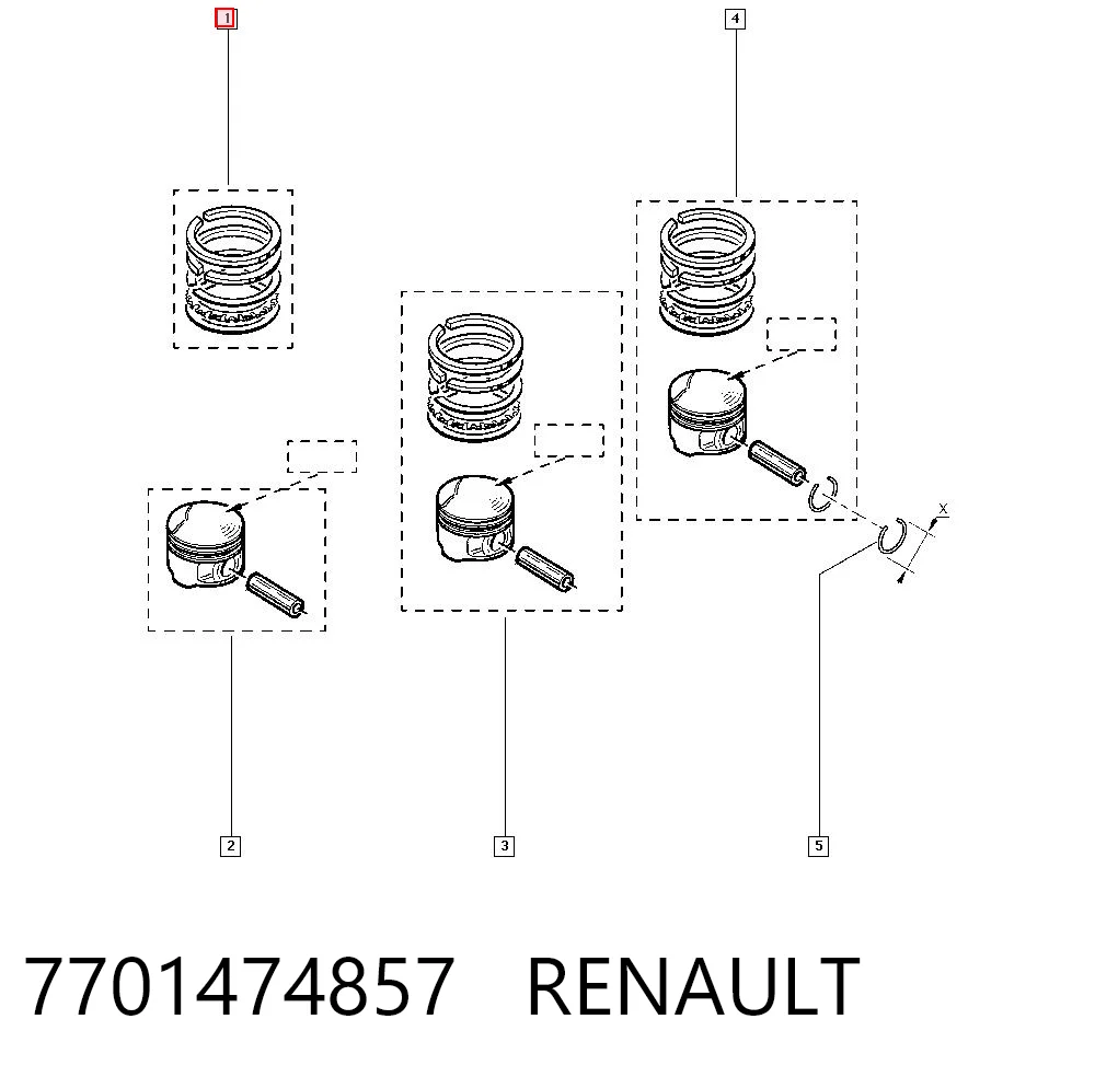 Pierścienie tłokowe na 1 cylinder, STD. 8938410000 NE/NPR