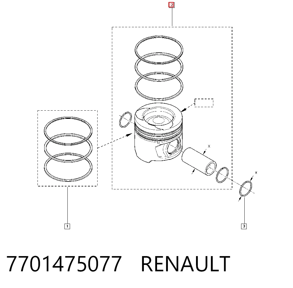  Tłok, komplet do jednego cylindru, STD Renault Kangoo 1