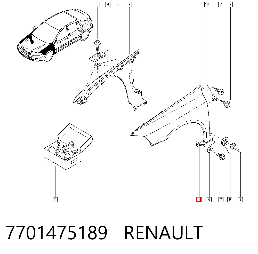 Błotnik przedni lewy do Renault Laguna II KG0, KG1
