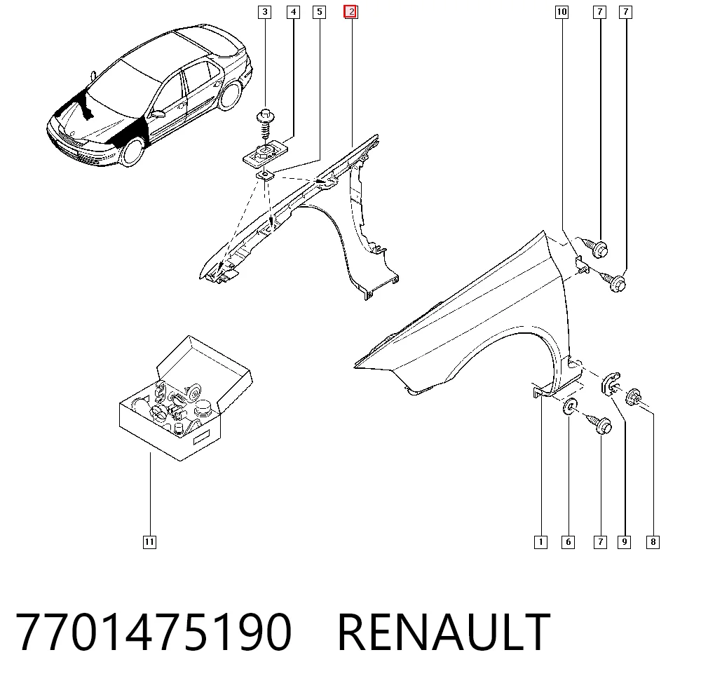 Błotnik przedni prawy do Renault Laguna II BG0, BG1