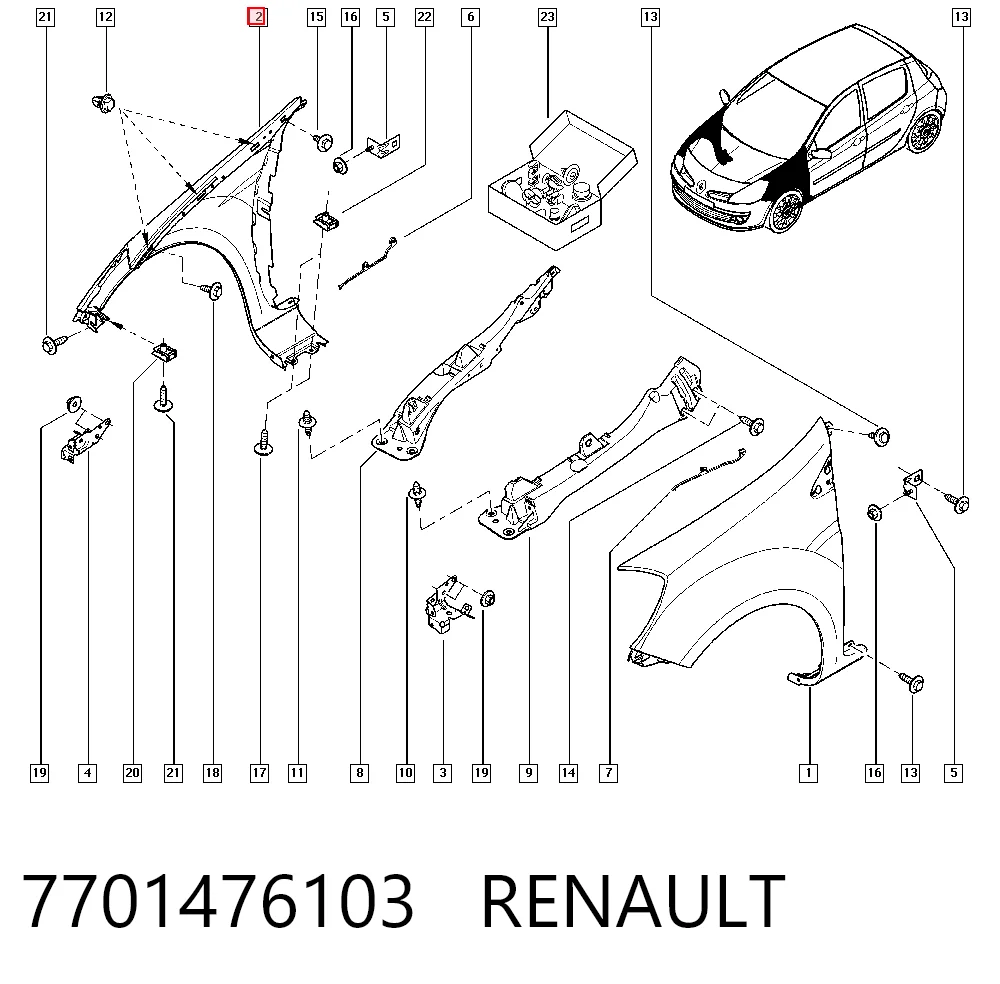 Błotnik przedni prawy do Renault Clio III GRANDTOUR KR01