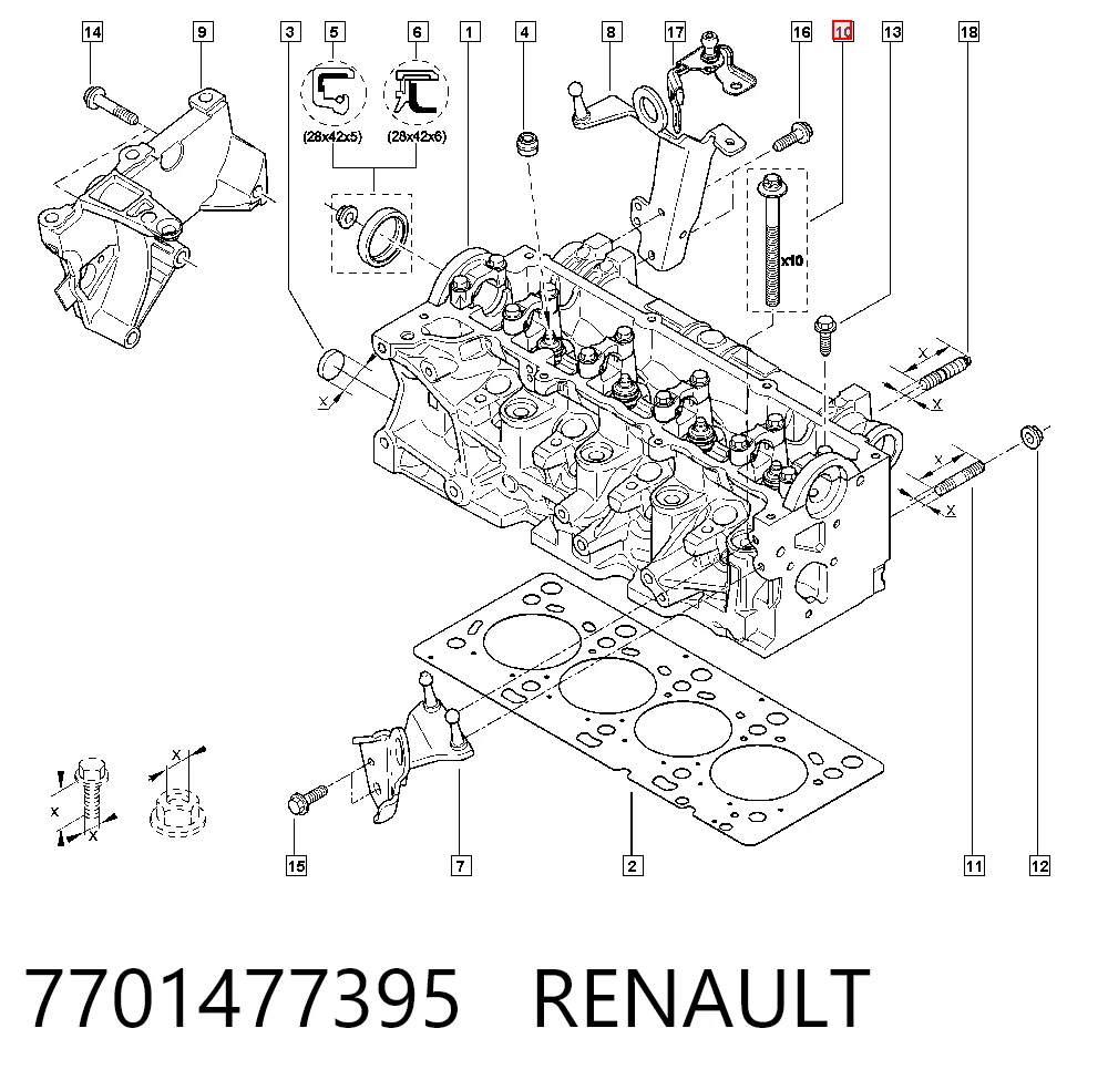 Śruba głowicy cylindrów Renault LOGAN I sedana (LS) (2015 - 2026) cena, od 23,27 USD