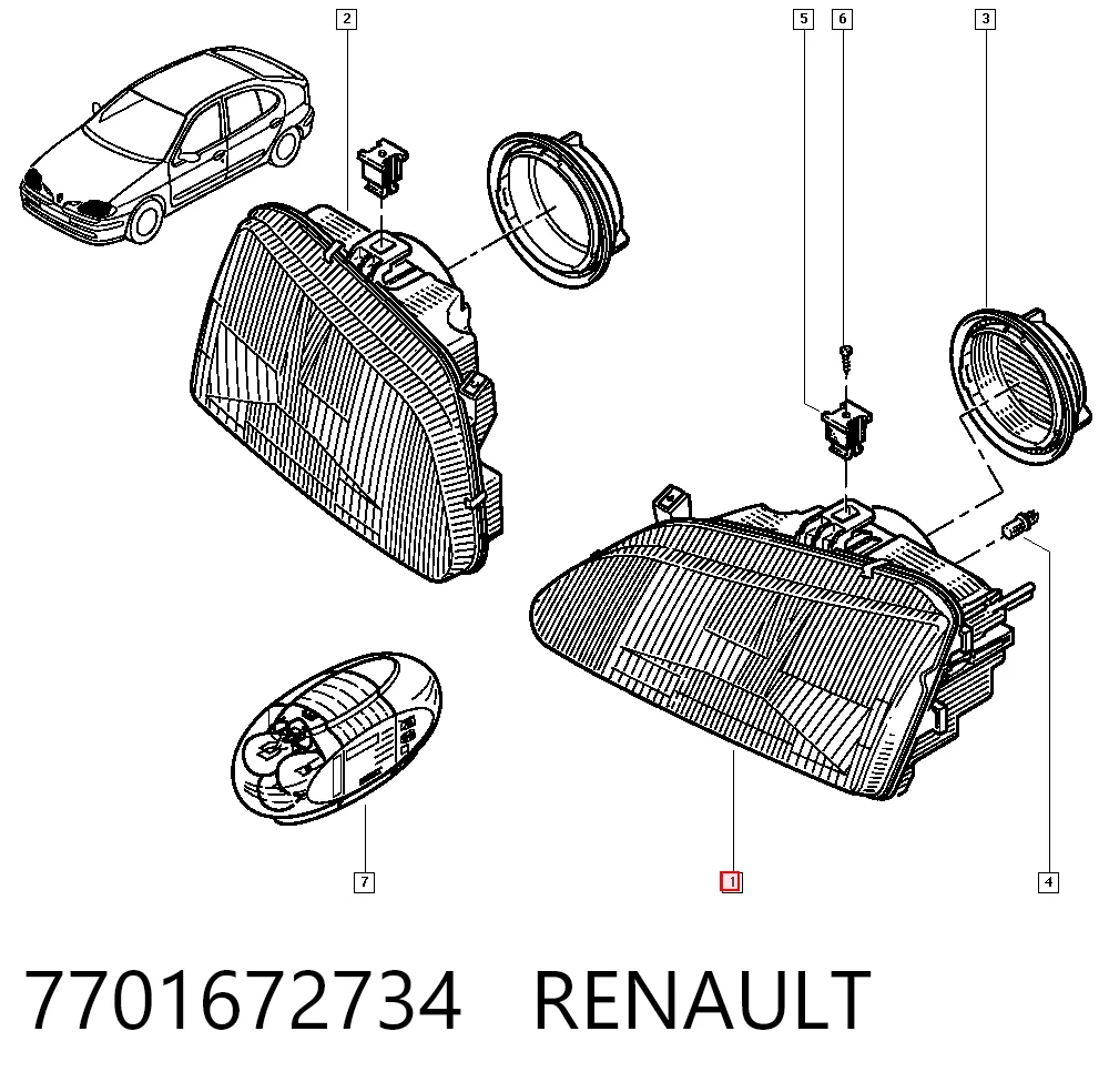 Reflektor lewy Renault Megane SCENIC