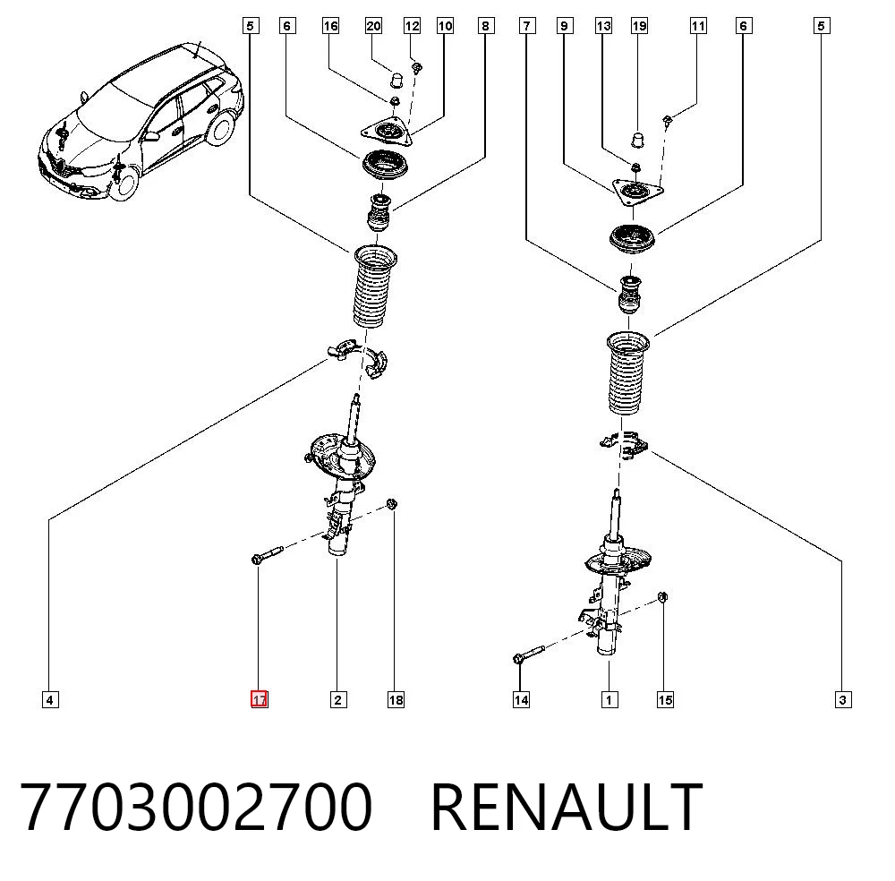 6001547892 Nissan/Infiniti Śruba mocowania wahacza przedniego, dolnego
