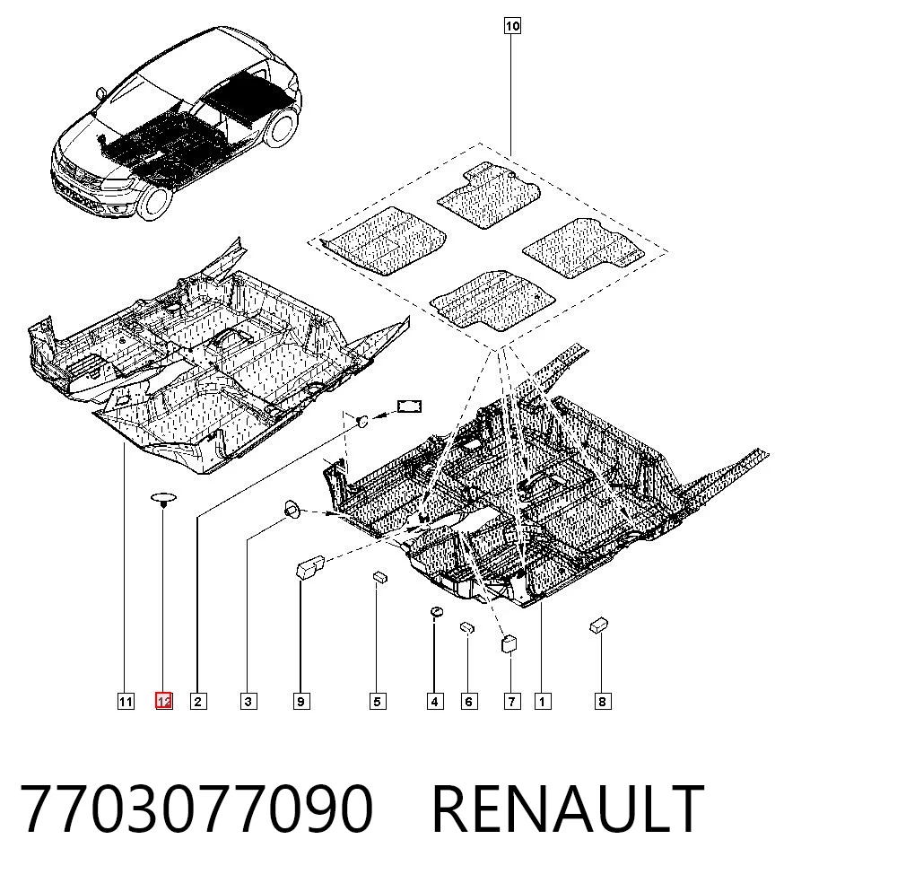 7703077090 Renault (RVI) Spinka mocowania obicia klapy bagażnika