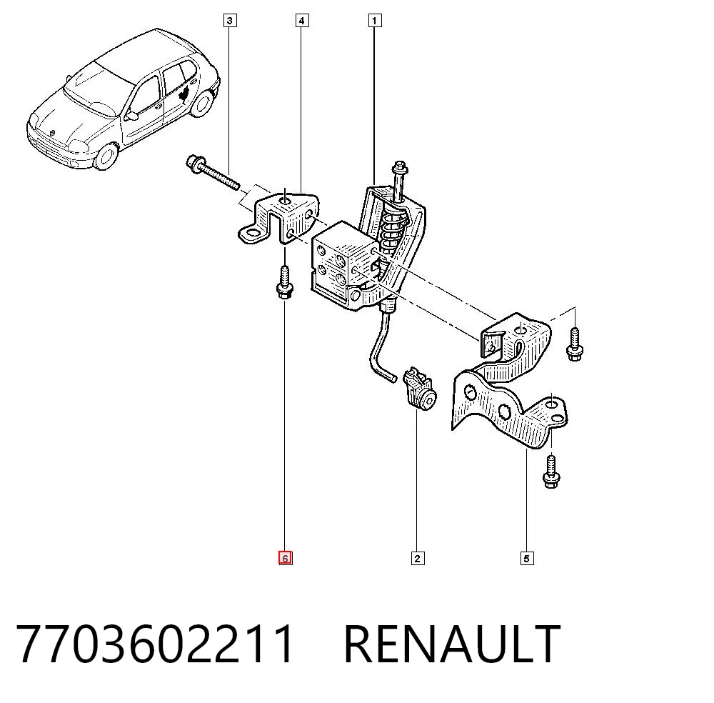 Do koszyka 6001547892 Nissan/Infiniti Śruba mocowania wahacza przedniego, dolnego