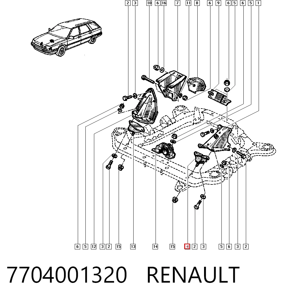 Poduszka (podpora) silnika lewa Renault 11 5 dr