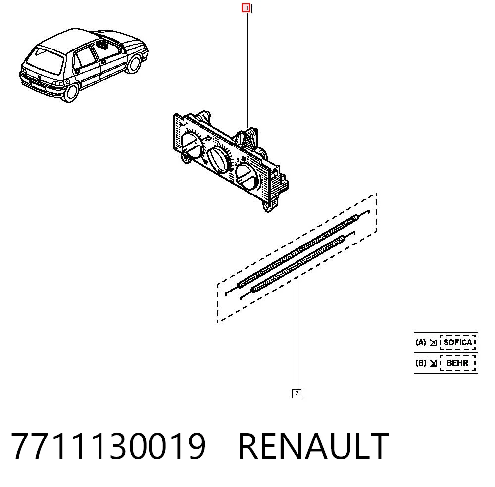 Sterownik trybów ogrzewania/klimatyzacji do Renault 19 II B53, C53