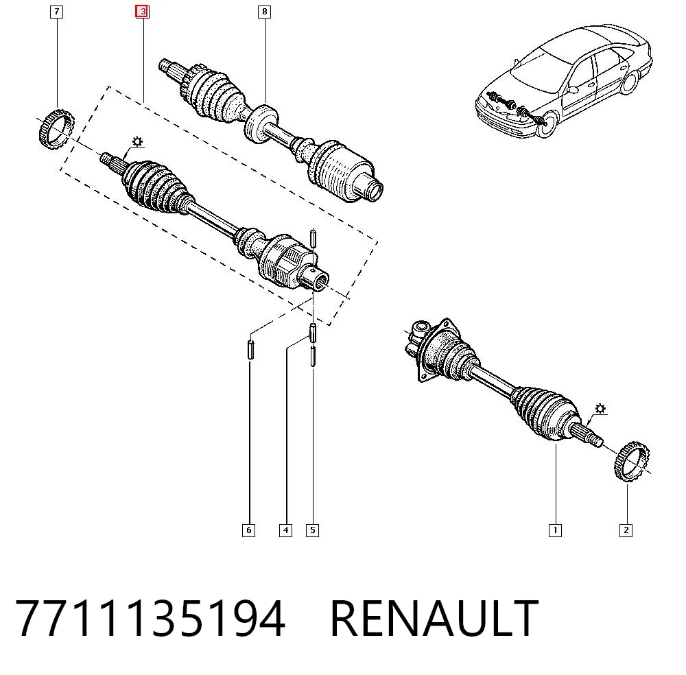  Półoś napędowa przednia prawa Renault Laguna 1