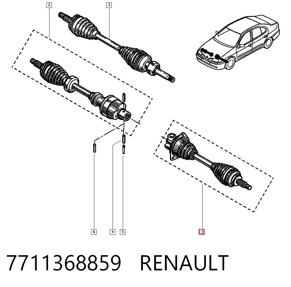 Półoś napędowa przednia lewa Renault Megane I