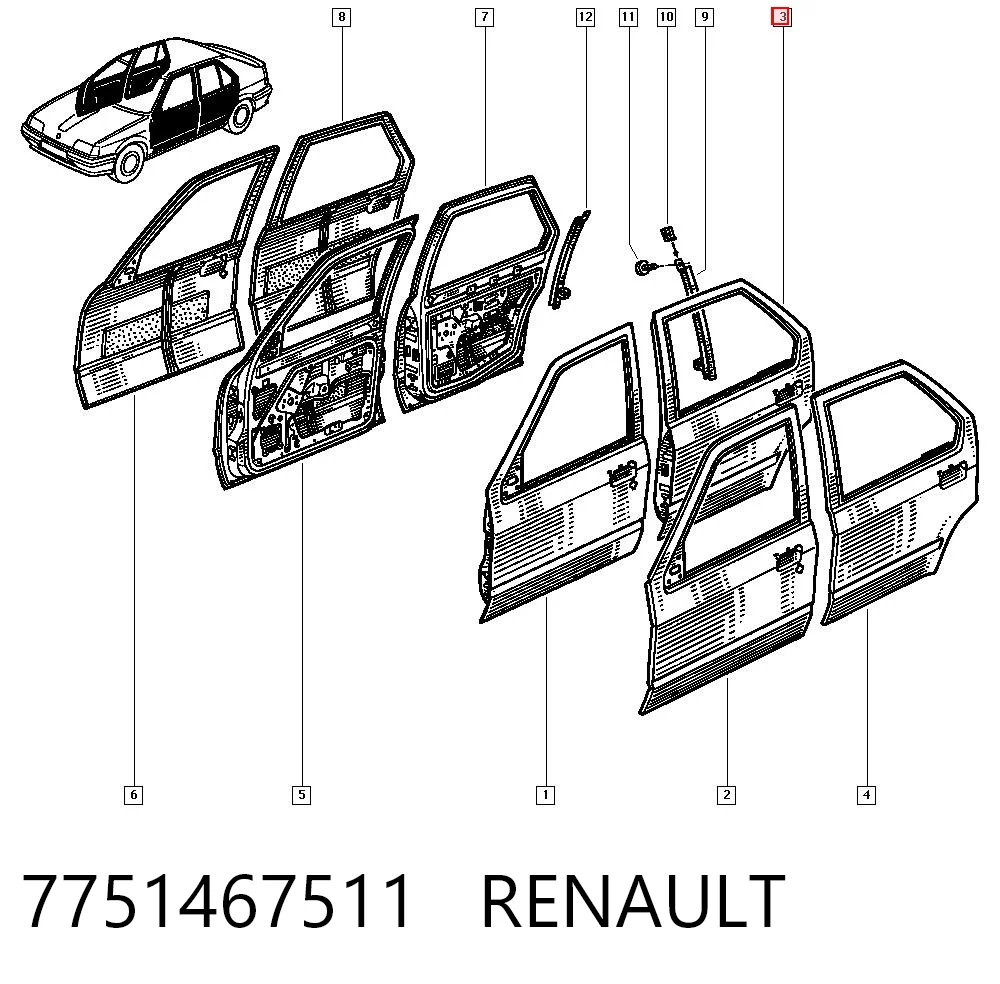 Drzwi tylne lewe do Renault 19 II B53, C53
