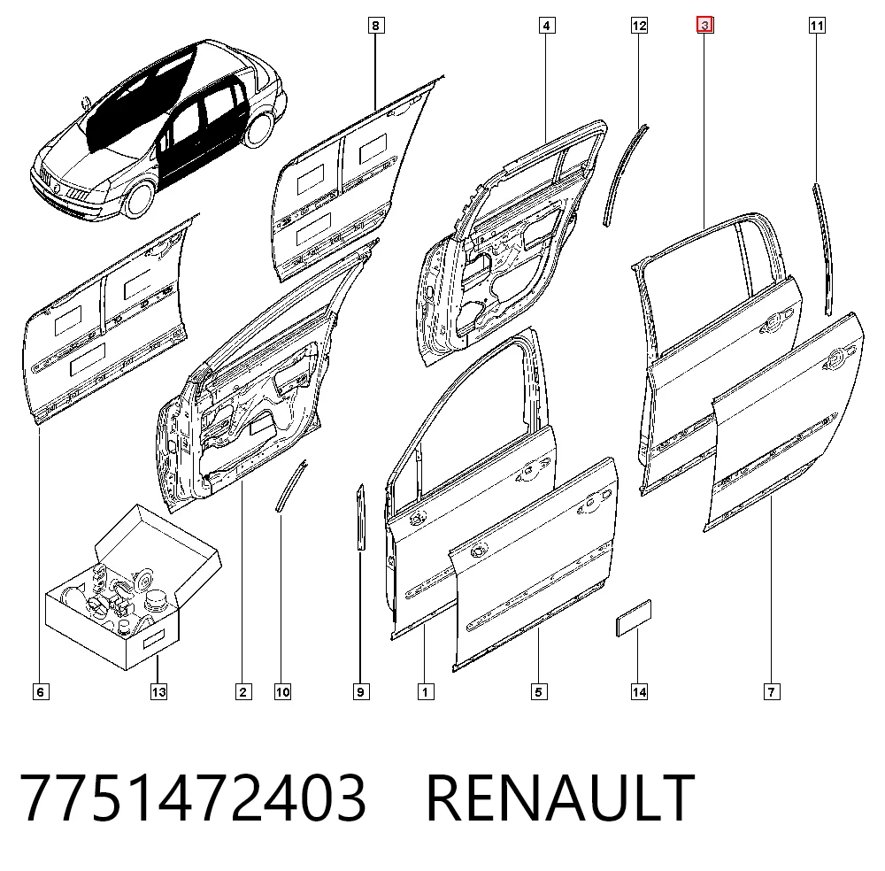 Drzwi tylne lewe do Renault Vel Satis  BJ0