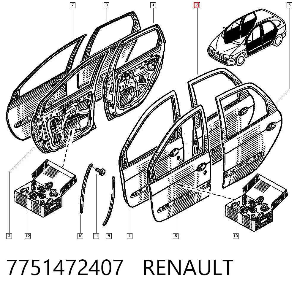 Drzwi tylne lewe do Renault Scenic I JA0, JA1, FA0