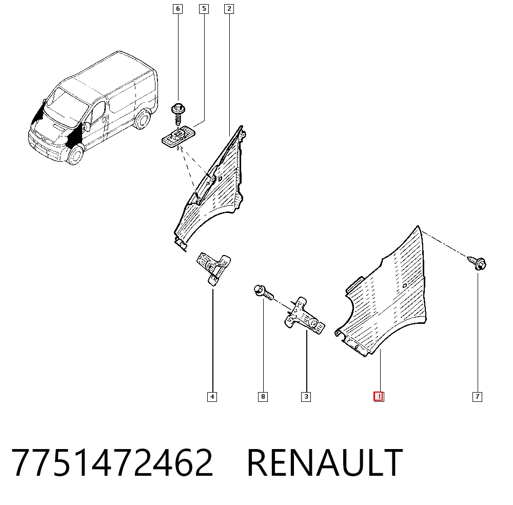 Błotnik przedni lewy Opel Vivaro A awangarda (F7) (2001 - 2014) cena, od 114,07 USD