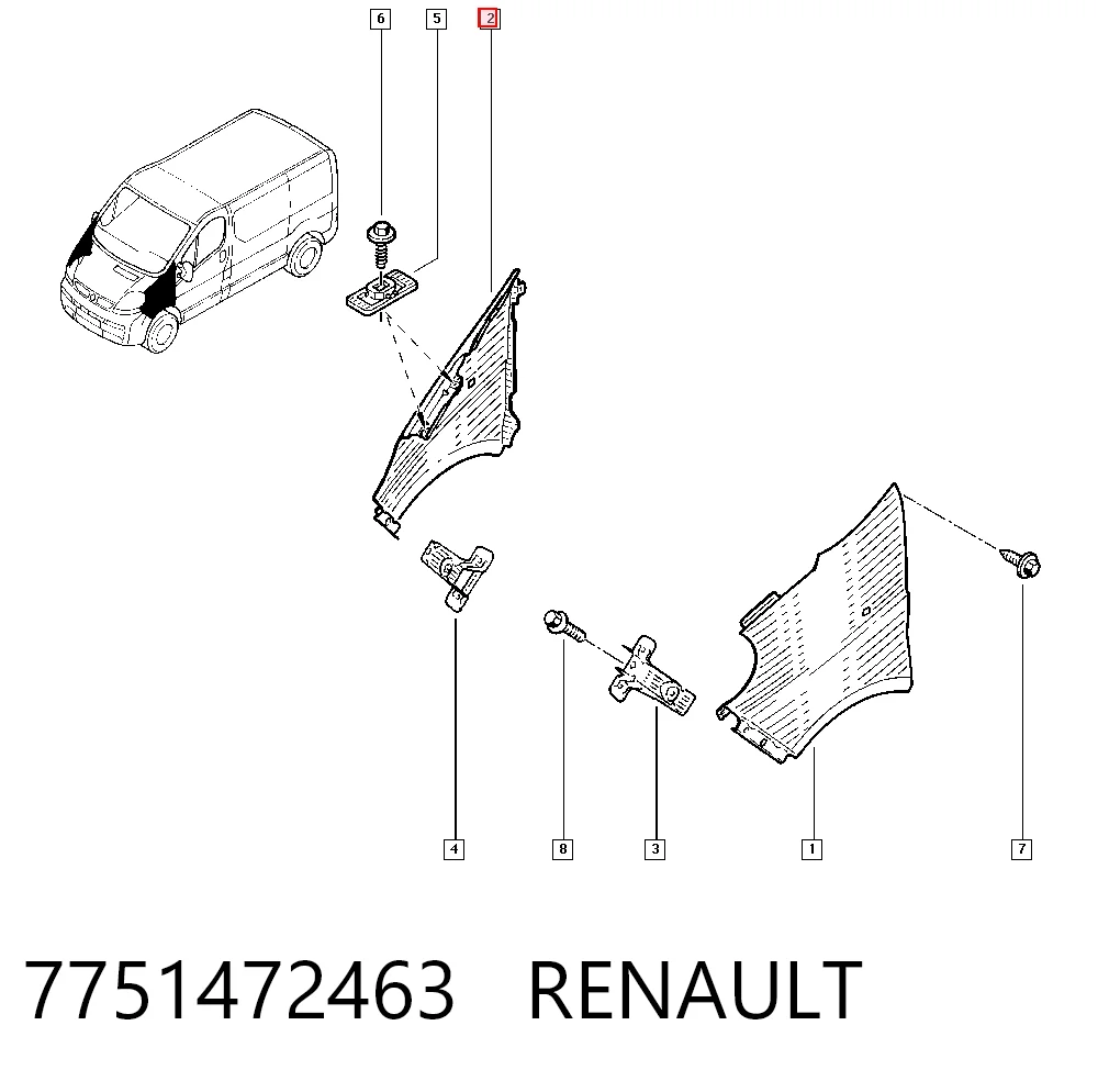 Błotnik przedni prawy Opel Vivaro A awangarda (F7) (2001 - 2014) cena, od 114,07 USD
