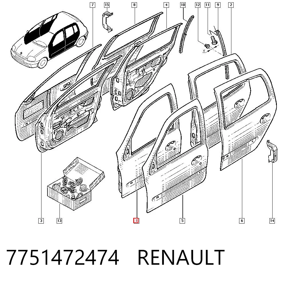 Drzwi przednie lewe do Renault Clio II BB, CB