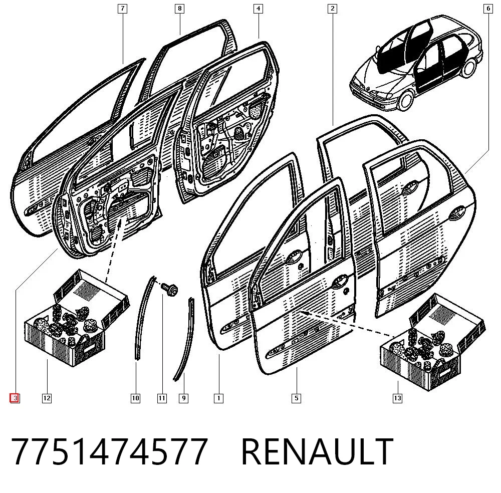 Drzwi przednie prawe do Renault Megane SCENIC JA0, JA1