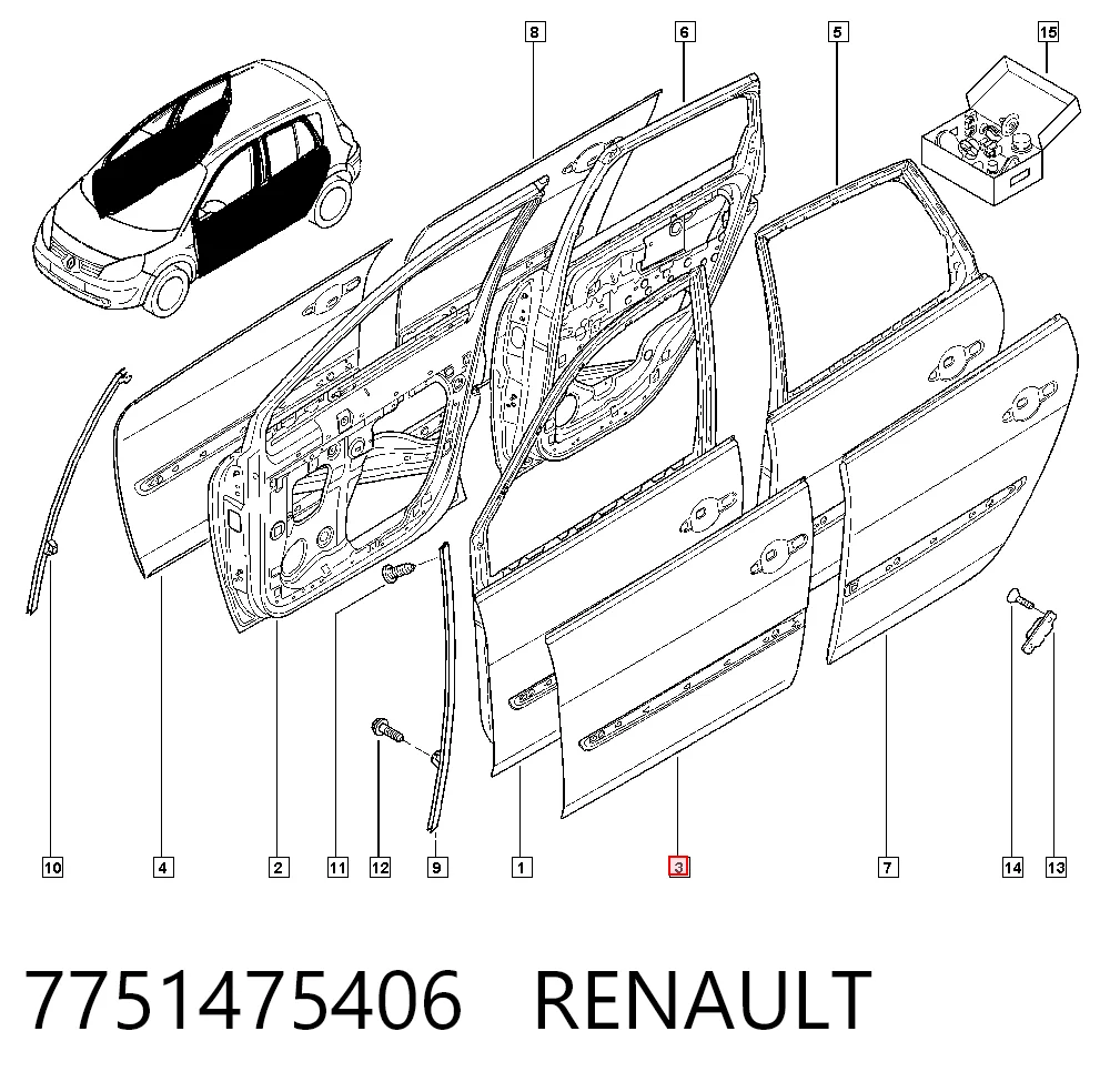Drzwi przednie lewe do Renault Scenic II JM0, JM1